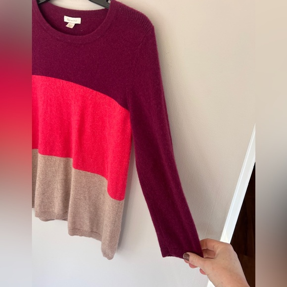 GARNET HILL 100% Cashmere Stripe Crewneck Sweater Quiet Luxury Teacher Office XS - Picture 6 of 11